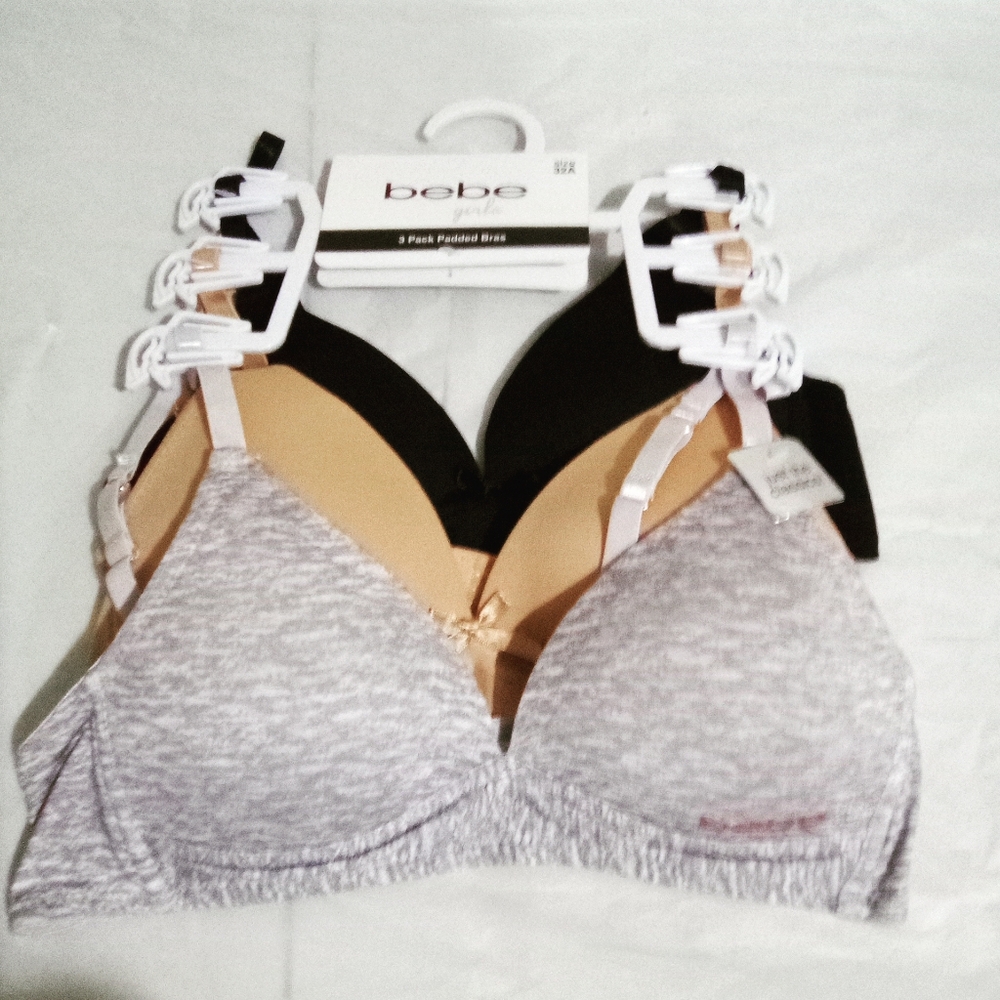 Bebe Women's Trio Padded Bras - Gray, Black, Tan